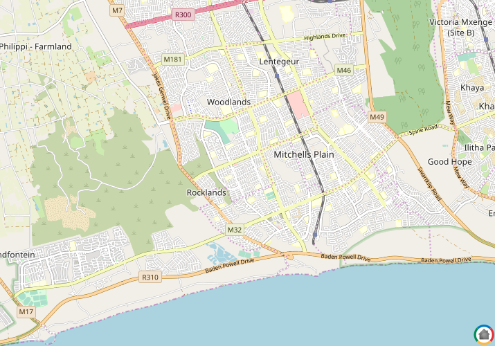 Map location of Mitchells Plain